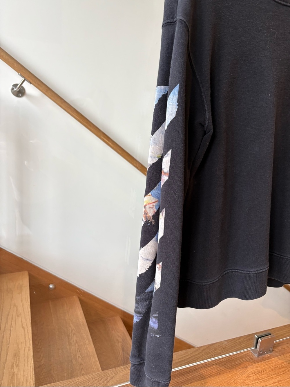 Off-White Black Crewneck Sweatshirt with Sleeve Graphics - Picture 5 of 6